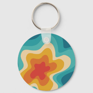 Colourful retro style swirl design keychain