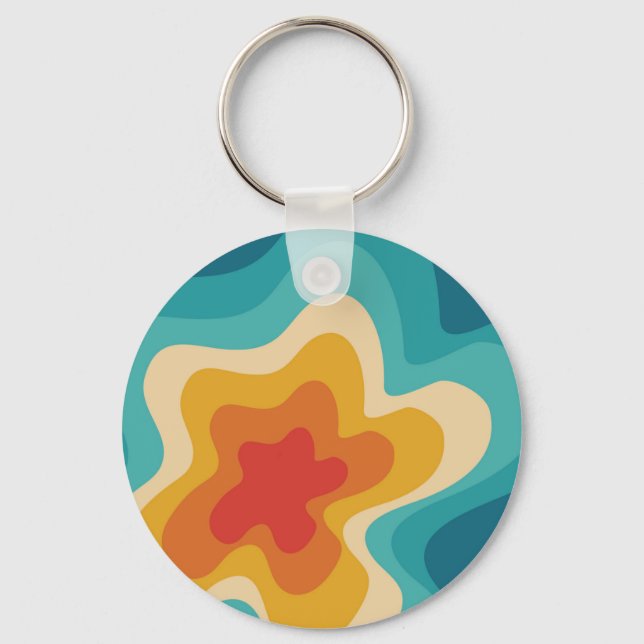 Colourful retro style swirl design  keychain (Front)