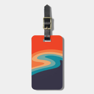 Colourful retro style swirl design luggage tag