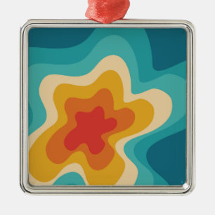 Colourful retro style swirl design metal ornament