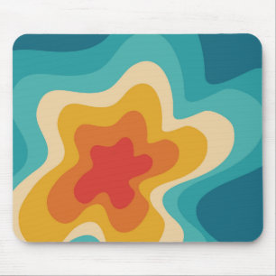 Colourful retro style swirl design mouse pad