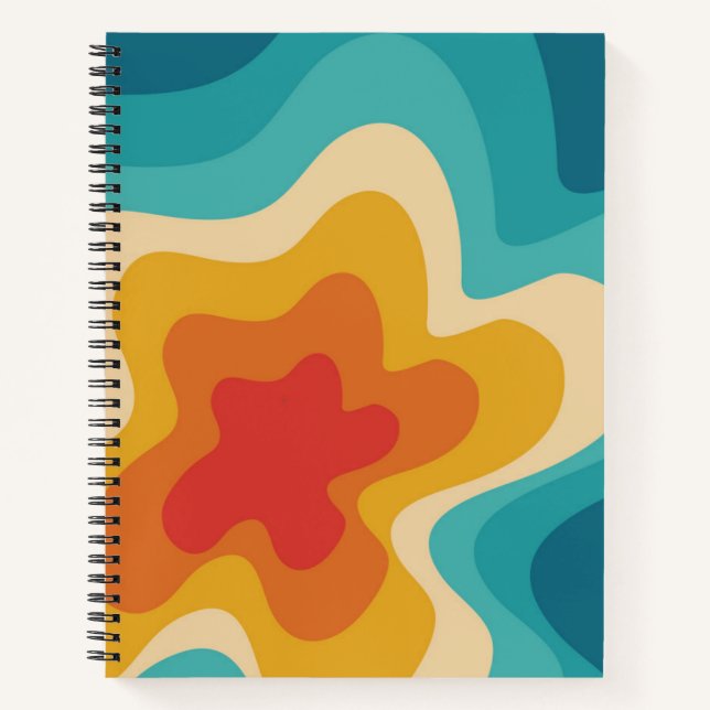Colourful retro style swirl design notebook (Front)