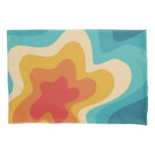 Colourful retro style swirl design pillowcase
