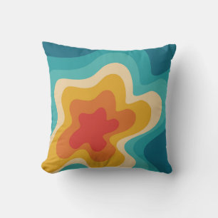 Colourful retro style swirl design throw pillow