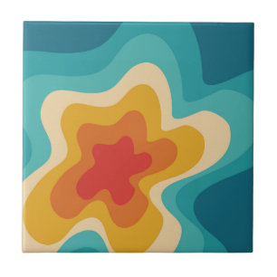 Colourful retro style swirl design tile