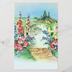 Colourful Retro Style Vintage Country Flower Garde