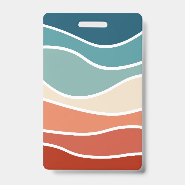 Colourful retro style waves badge (Front)