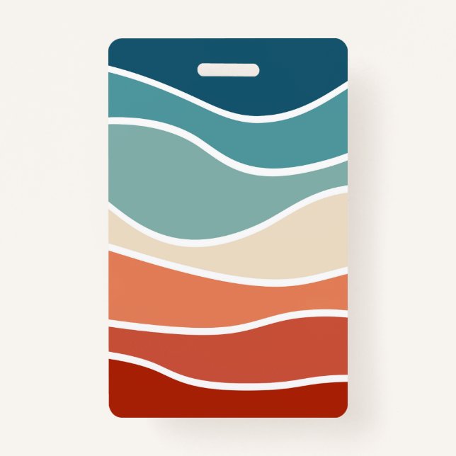Colourful retro style waves badge (Front)