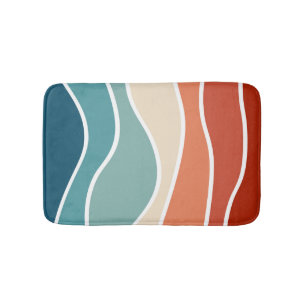 Colourful retro style waves bath mat