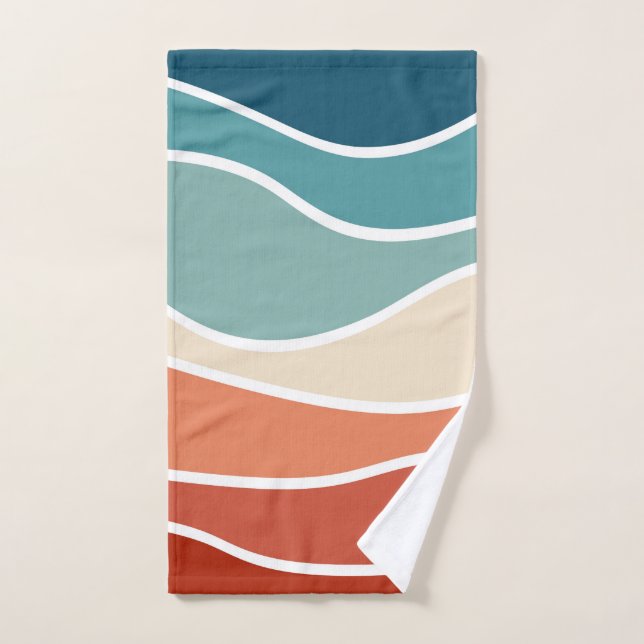 Colourful retro style waves bath towel set (Hand Towel)