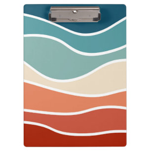 Colourful retro style waves clipboard