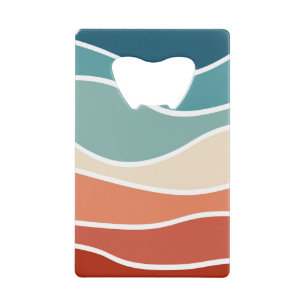 Colourful retro style waves credit card bottle opener