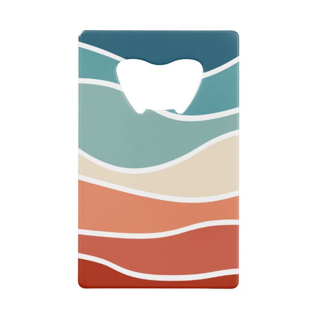 Colourful retro style waves credit card bottle opener (Front)