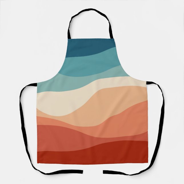 Colourful retro style waves decoration apron (Front)