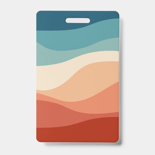 Colourful retro style waves decoration badge (Front)