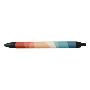 Colourful retro style waves decoration black ink pen