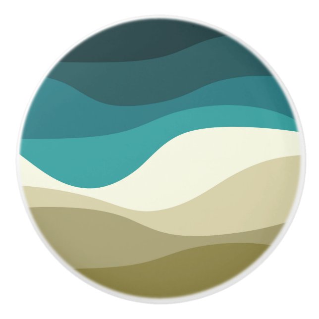 Colourful retro style waves decoration ceramic knob (Front)