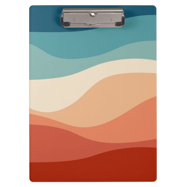 Colourful retro style waves decoration clipboard (Front)
