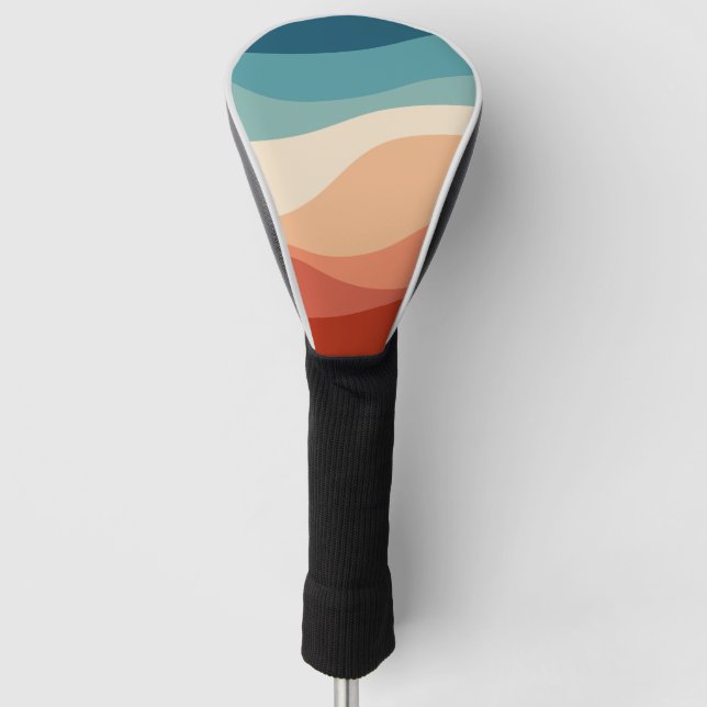 Colourful retro style waves decoration golf head cover (Front)