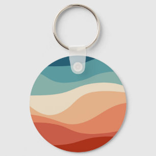 Colourful retro style waves decoration keychain