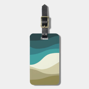Colourful retro style waves decoration luggage tag