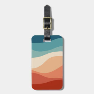 Colourful retro style waves decoration luggage tag