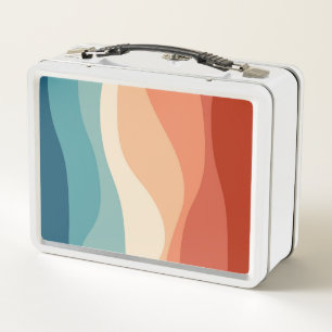 Colourful retro style waves decoration metal lunch box