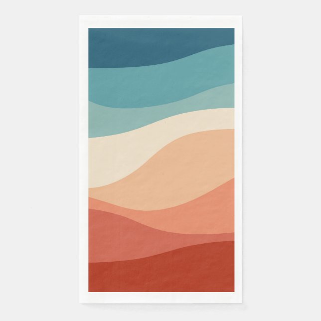 Colourful retro style waves decoration napkin (Front)