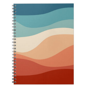 Colourful retro style waves decoration notebook
