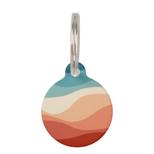Colourful retro style waves decoration pet tag