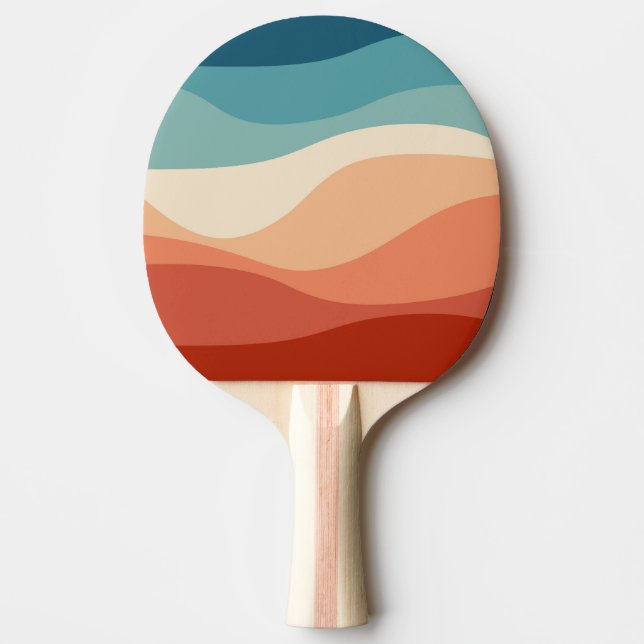 Colourful retro style waves decoration ping pong paddle (Front)