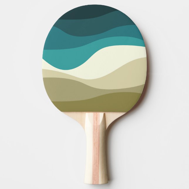 Colourful retro style waves decoration ping pong paddle (Front)