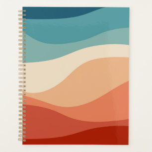 Colourful retro style waves decoration planner