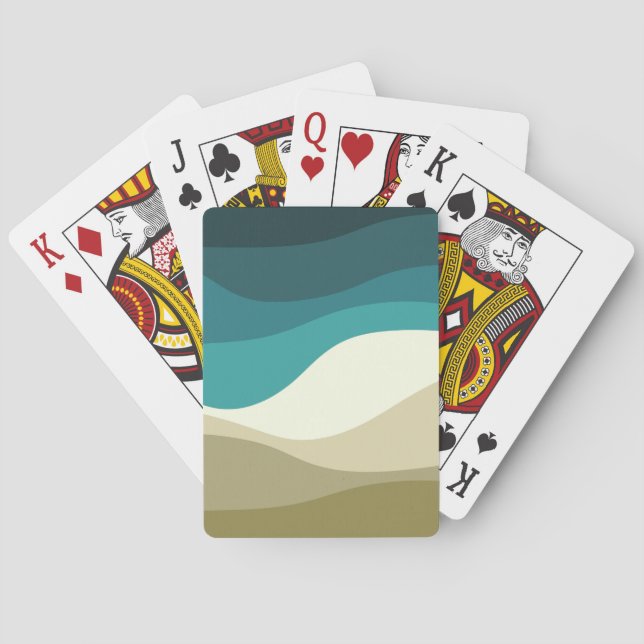Colourful retro style waves decoration playing cards (Back)