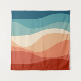 Colourful retro style waves decoration tapestry