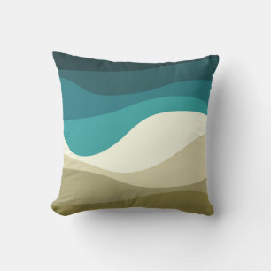 Colourful retro style waves decoration throw pillow