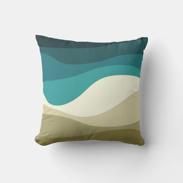 Colourful retro style waves decoration throw pillow (Front)
