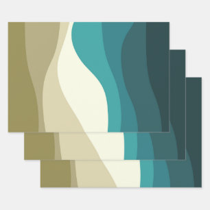 Colourful retro style waves decoration wrapping paper sheet