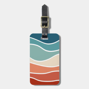 Colourful retro style waves luggage tag