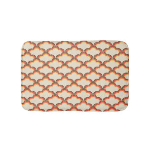 Colourful retro style waves pattern bath mat
