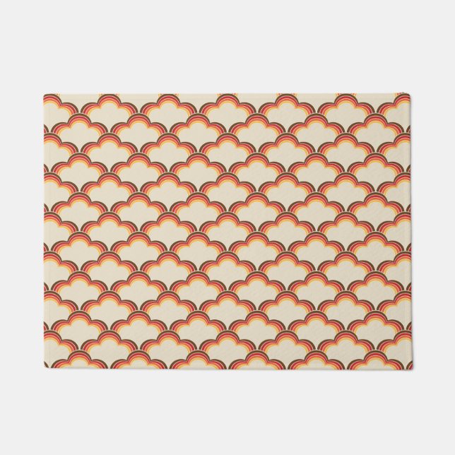 Colourful retro style waves pattern doormat (Front)