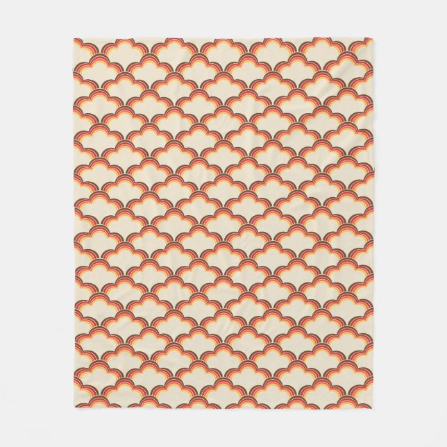 Colourful retro style waves pattern fleece blanket (Front)