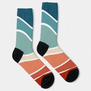 Colourful retro style waves socks
