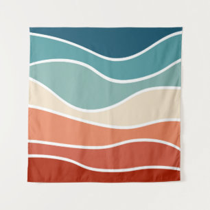 Colourful retro style waves tapestry