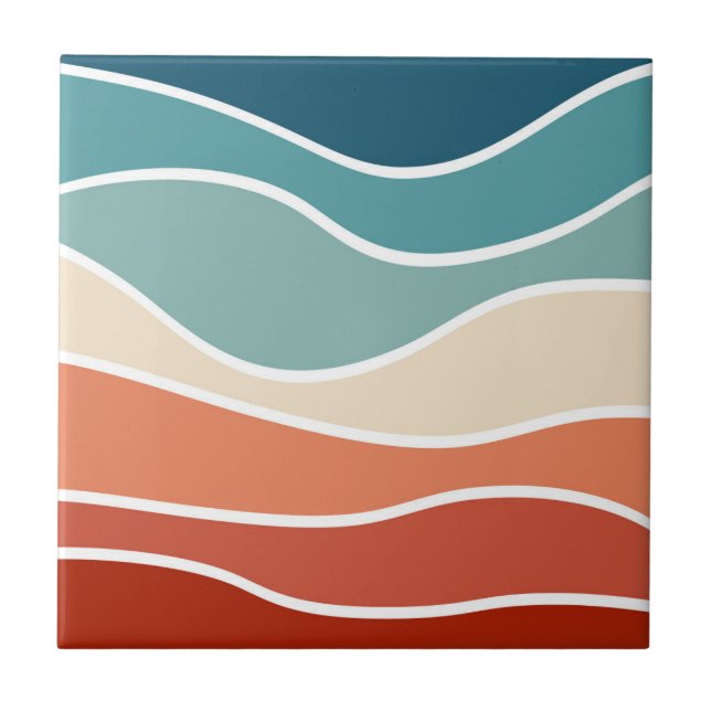 Colourful retro style waves tile (Front)