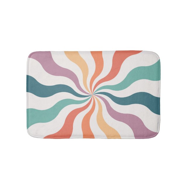 Colourful retro style wavy sun rays  bath mat (Front)