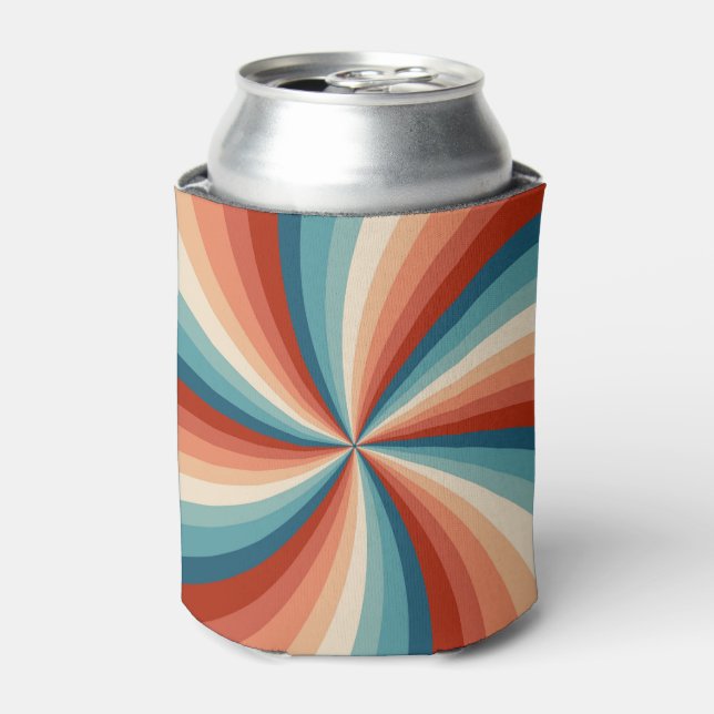 Colourful retro style wavy sun rays can cooler (Can Front)