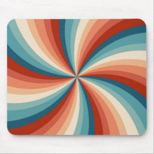 Colourful retro style wavy sun rays mouse pad