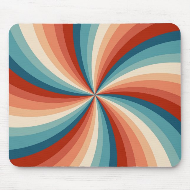 Colourful retro style wavy sun rays mouse pad (Front)