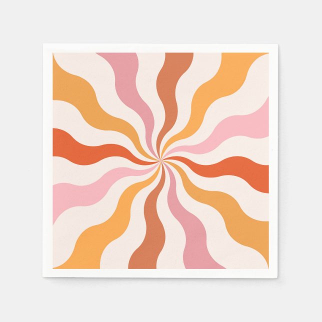 Colourful retro style wavy sun rays  napkin (Front)